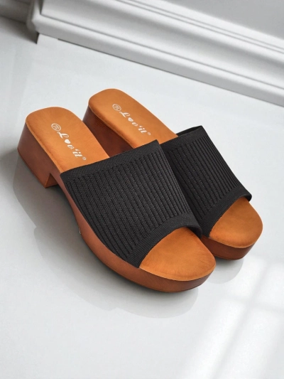 Royalfashion Women's Low-Heeled Ribbed Grace Clogs