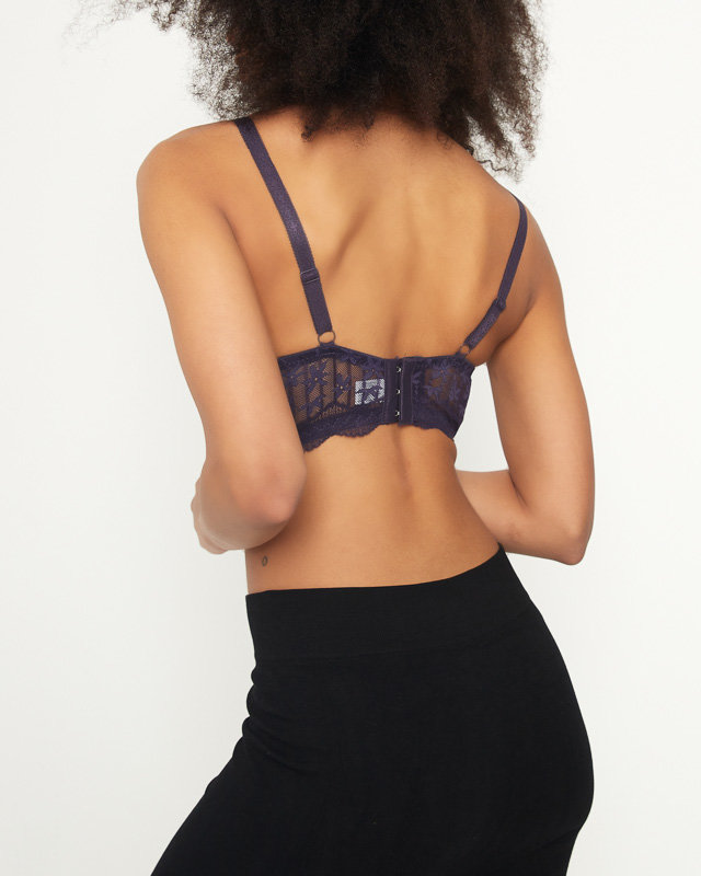 Women's pink bra with dark purple lace - Underwear