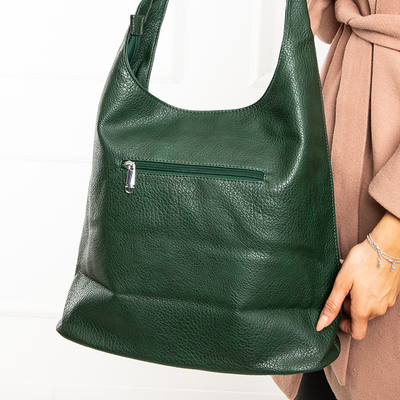 Green women's shopper bag with inscriptions - Accessories