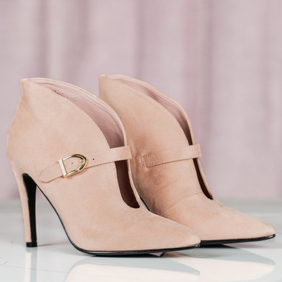 Pink boots on a higher heel with a buckle Deep Elegance - Footwear 1