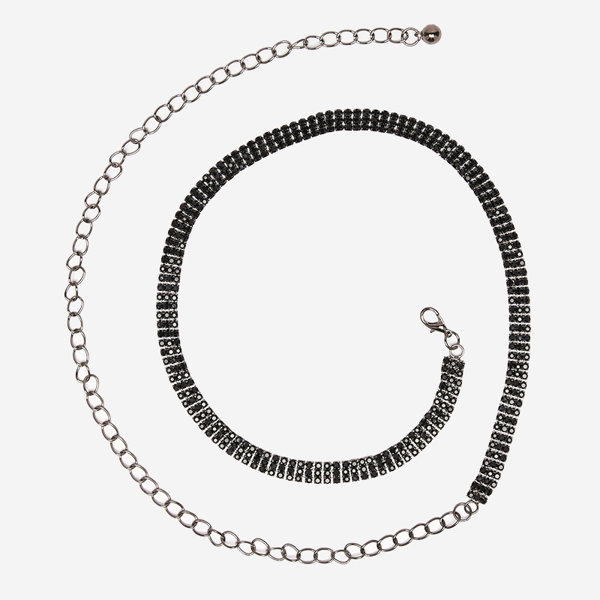 Sieviešu melna ķēdes josta ar kubisko cirkoniju - Aksesuāri