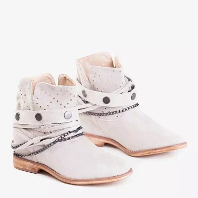 OUTLET Light gray ankle boots a'la cowboy boots on an indoor wedge Salemi - shoes