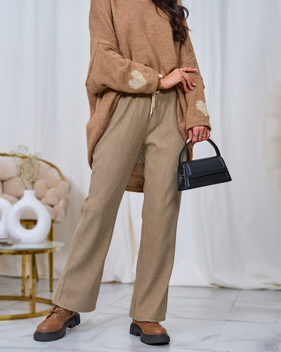 Royalfashion Sieviešu velveta auduma bikses haki krāsā