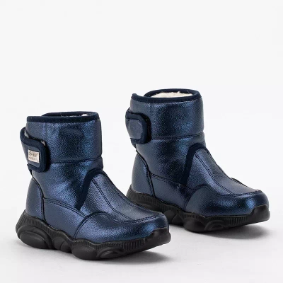 OUTLET Children's navy blue snow boots with Velcro Keveri - Footwear