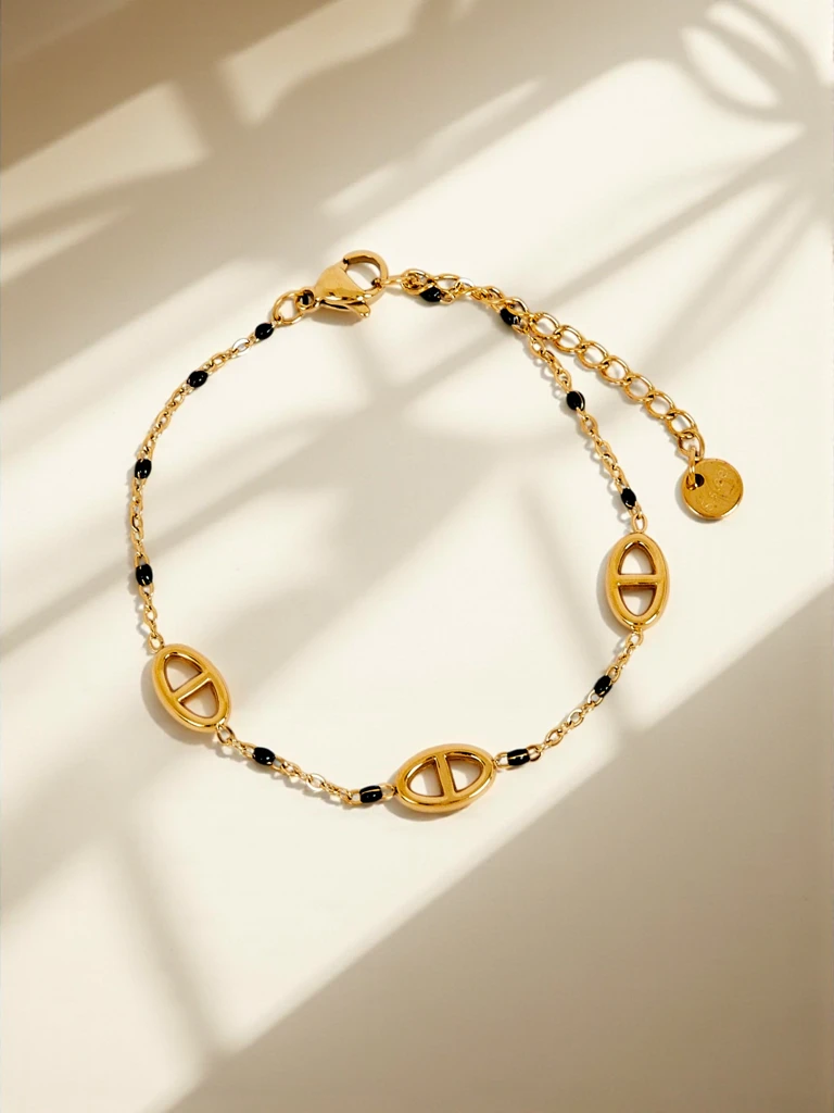 Bransoletka Callisto Aurea z koralikami pozłacana