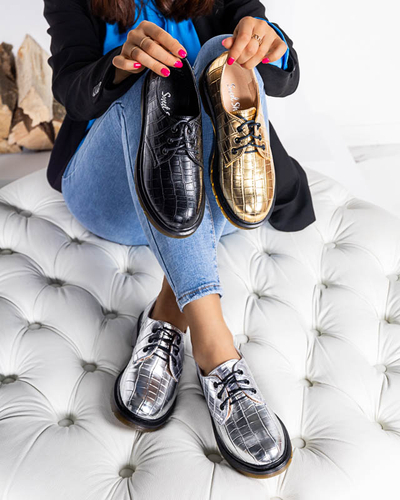 Gold women's shoes with Seniri embossing - Footwear