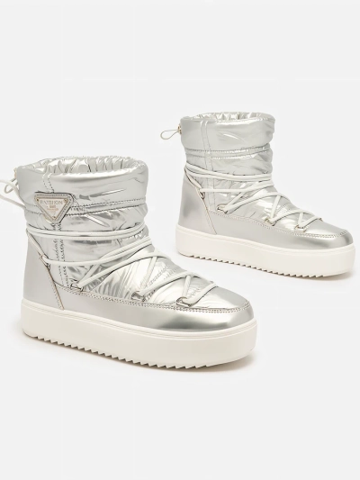 Royalfashion Sieviešu sudraba krāsas Vevnose slip-on zābaki a'la sniega zābaki