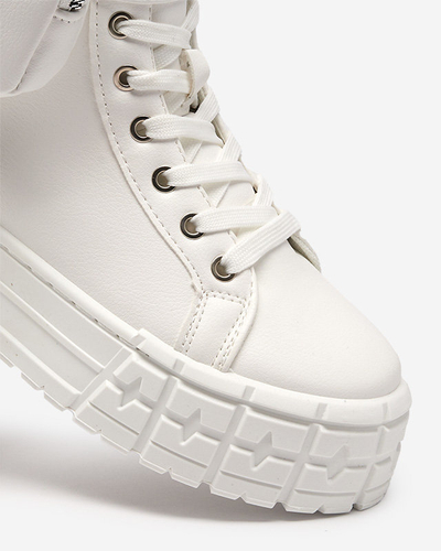 Women's eco leather sports shoes in white Kolibs- Footwear