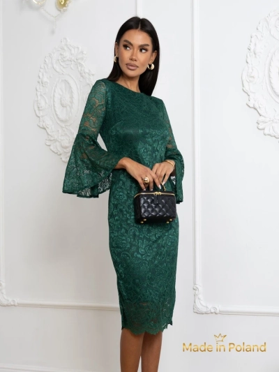 Women's Lace Midi Dress with Wide Sleeves Holly Wow