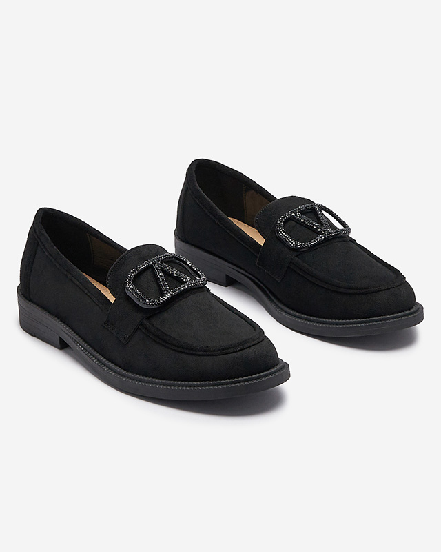 Melni sieviešu mokasīni ar ornamentu Fogras- Footwear