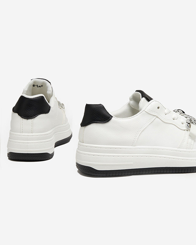 Black and white sports shoes for women sneakers with a chain Nevito - Footwear