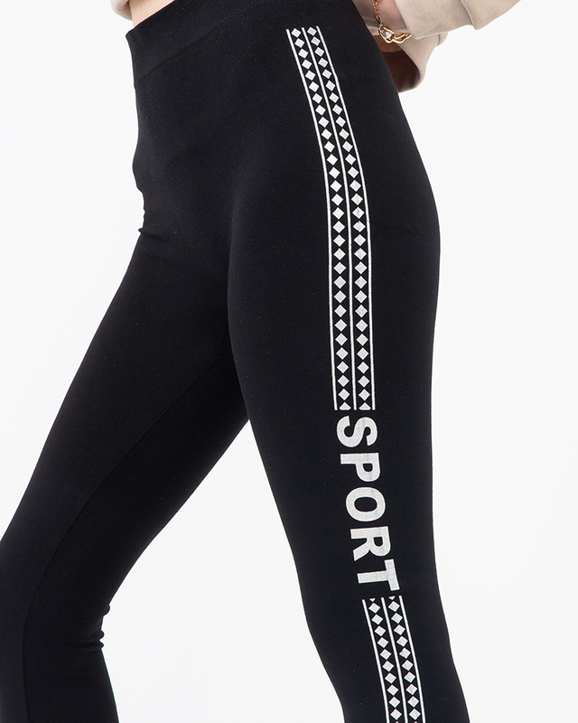Black women's leggings with silver embellishments - Clothing