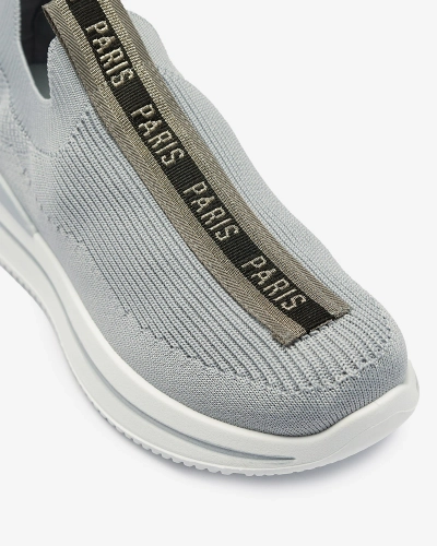 Women's slip-on sports shoes with lettering in gray Cerppa- Footwear