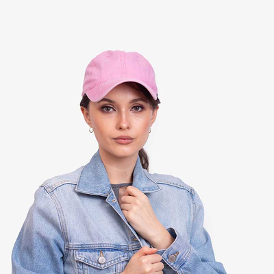 Pink women's denim baseball cap - Accessories