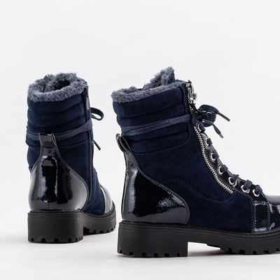Women's navy blue partially varnished boots Ginoko - Shoes