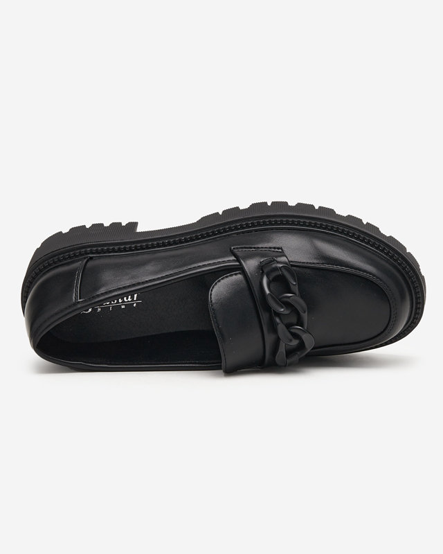 OUTLET Black eco-leather women's shoes with a chain Konera - Footwear