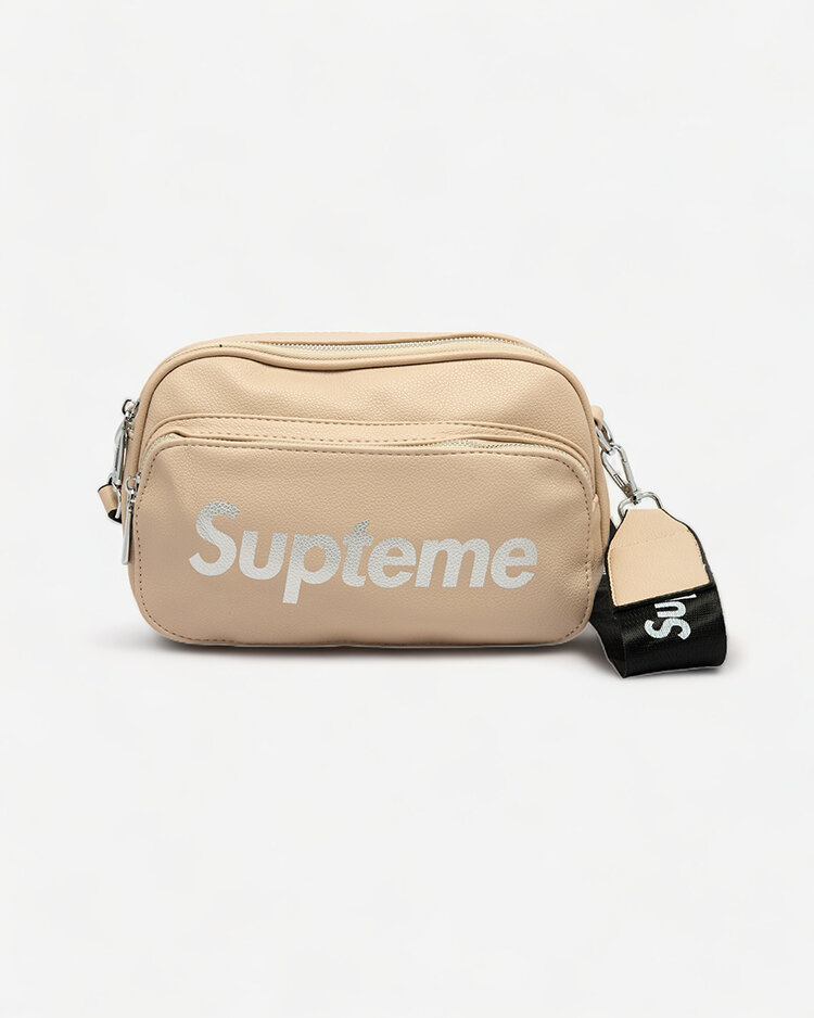 Royalfashion Sieviešu maza rokassomiņa gaiši brūnā krāsā ar uzrakstu