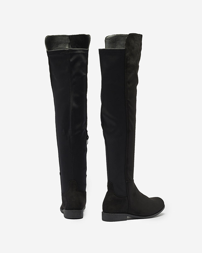 Women's black eco suede over-the-knee boots Doggu- Footwear