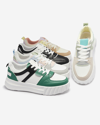 Eco-leather women's black casual sports shoes with white inserts Netiris - Footwear