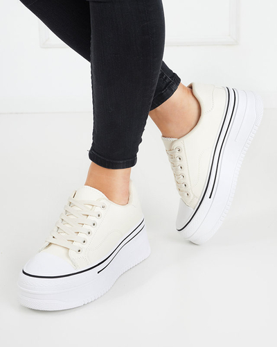 Women's cream sports shoes a'la sneakers Aniel - Footwear