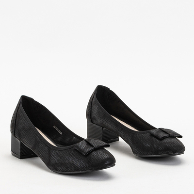 Черные женские туфли с бантиком Vetina