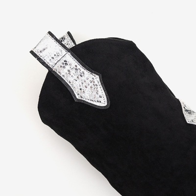 Black ankle boots with a decorative turn-up Acilip- Footwear