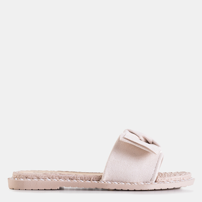 Бежевые женские шлепанцы с бантом Foas