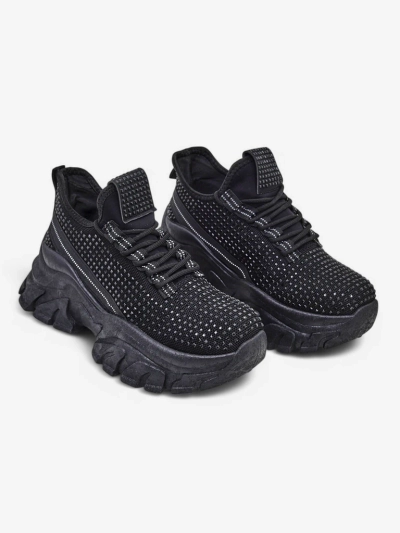 Royalfashion Women's Sport Sneakers with Rhinestones Blysco