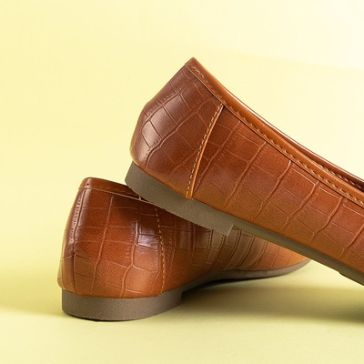 Brown women's loafers with Satoko embossing - Shoes