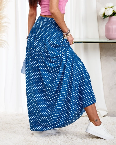 Royalfashion Женская синяя длинная юбка в горошек