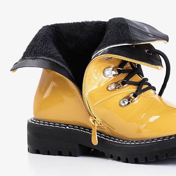 Żółte lakierowane workery Almelo - Obuwie