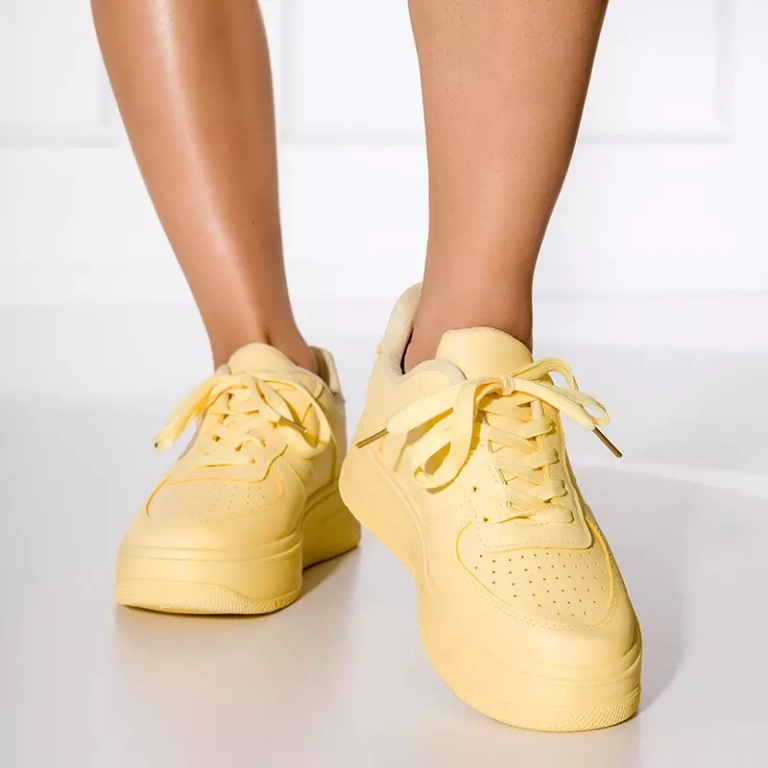 OUTLET Pastel yellow women's sports sneakers Fori - Footwear