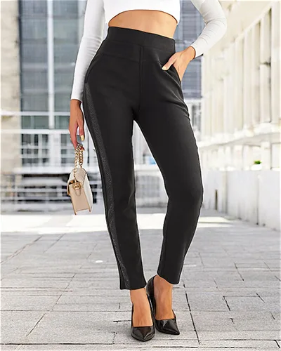 Royalfashion Women's cotton treggings pants with zircons PLUS SIZE