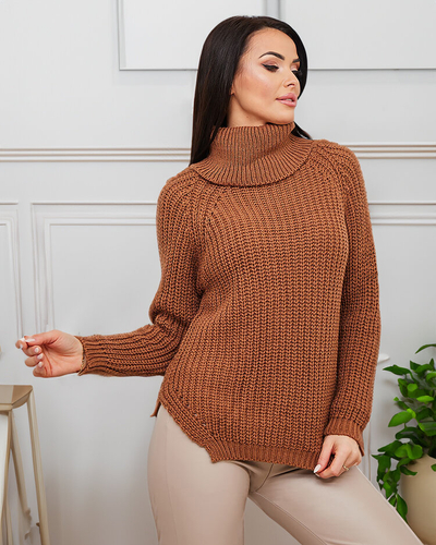Royalfashion Camel women's turtleneck sweater