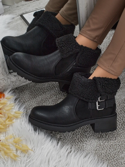 Kavira women's eco-leather ankle boots with fur