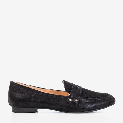 Czarne błyszczące mokasyny damskie Challa - Obuwie