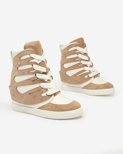 Royalfashion Gaiši brūni Pamstinsa sieviešu sporta zābaki uz papēžiem