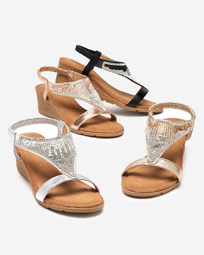 Women's sandals on a wedge heel in silver Serrifo- Footwear