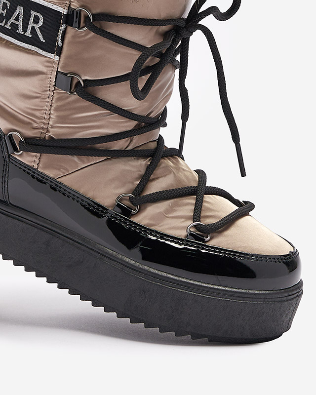 Женские лакированные сапоги-снежки золотисто-розового цвета Fursav- Footwear