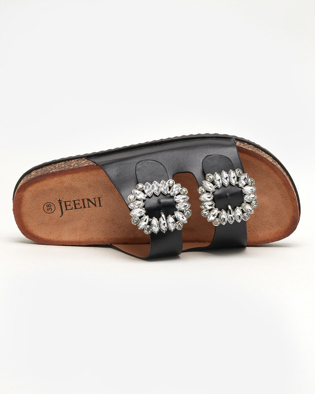 Black women's slippers with clasps Oterina - Footwear