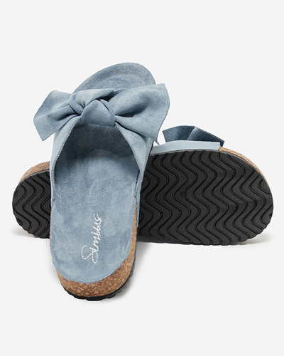 Sieviešu eko zamšādas čības ar banti zilā krāsā Dofro- Footwear