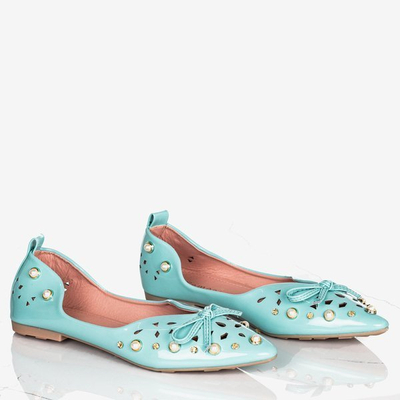 Ladies 'turquoise ballerinas with Lil ornaments - Footwear