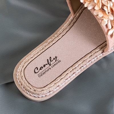 Pink women's slippers with flowers Seiov - Footwear