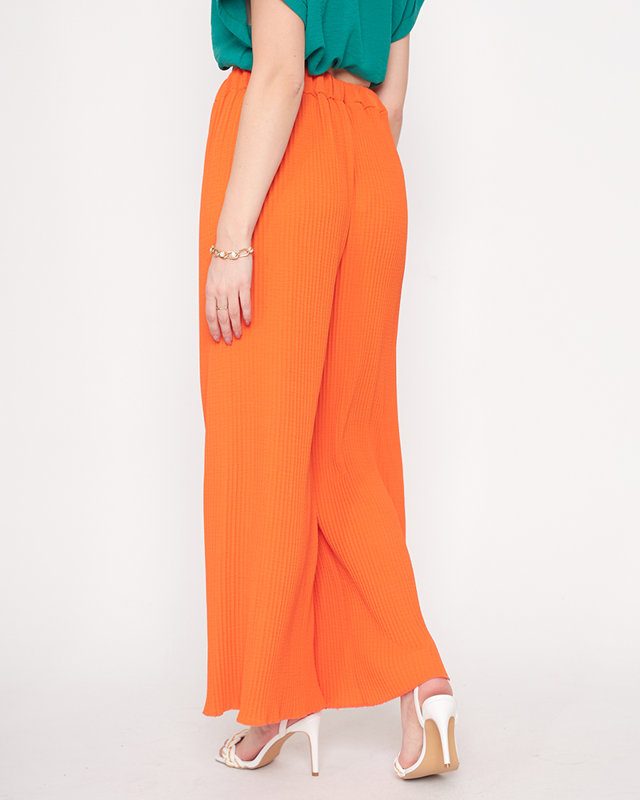 Orange women's ribbed wide palazzo pants - Clothing