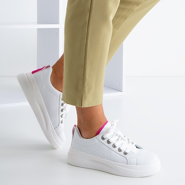 White and fuchsia women's Cathleen sneakers - Footwear