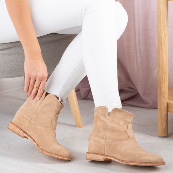 Beige cowboy boots on an indoor wedge Bluestone - Footwear 1