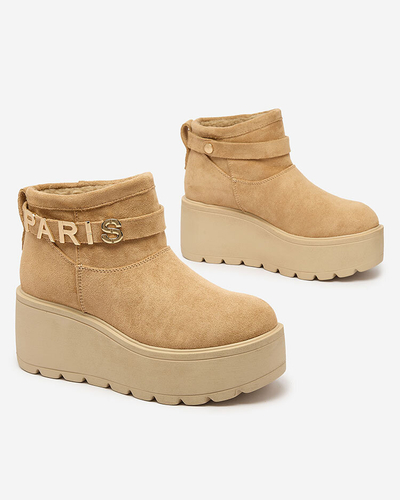 Royalfashion Light brown women's shoes a'la snow boots with ornament Parisela