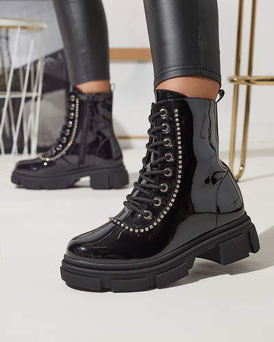 Black women's lacquered bagger boots Dexoci - Footwear
