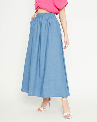 Navy blue ladies long skirt with pockets - Clothing