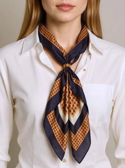 Apollonia - women's polyester scarf, light brown, Italian style, 69x66cm